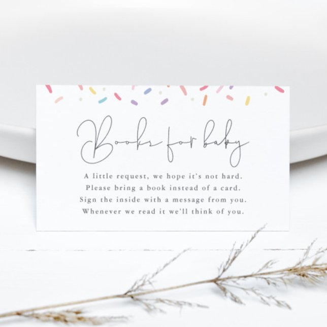 Carte D'accompagnement Cute Rainbow Baby Sprinkle Shower Books for Baby (Cute Rainbow Sprinkle Books for Baby Shower Enclosure Card.)