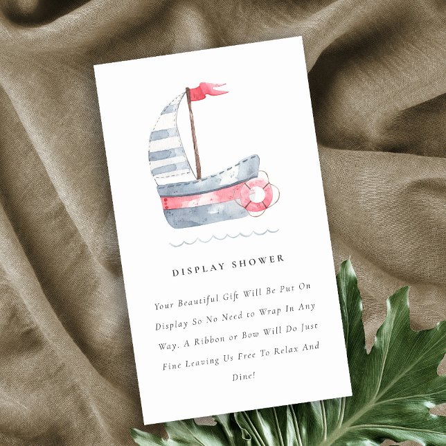 Carte D'accompagnement Cute Red Blue Sailboat Afficher Baby shower de dou (Créateur téléchargé)
