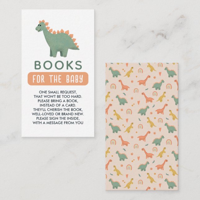 Carte D'accompagnement Cute Rose Girls Dinosaur Livres Pour Bébé (Devant / Derrière)