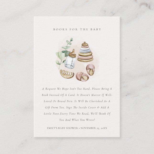 Carte D'accompagnement Cute Rose Nursery Livres essentiels pour le Baby s (Devant)