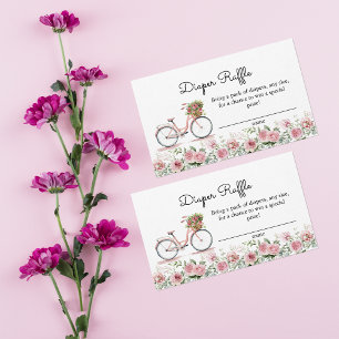 Carte D'accompagnement Cute Rose Vintage Vélo Fille Déchets Raffle