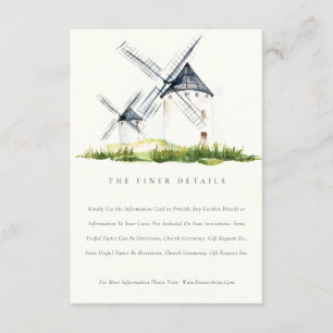 Carte D'accompagnement Cute Rustic Farm Windmill Thème Mariage Détails