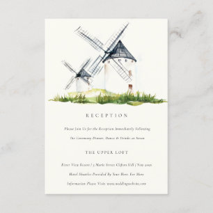 Carte D'accompagnement Cute Rustic Farm Windmill Thème Mariage Réception