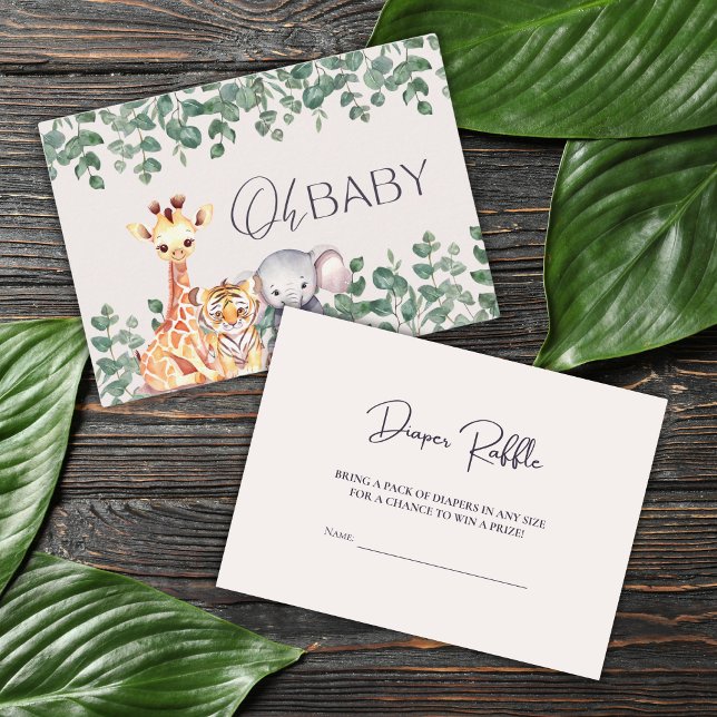 Carte D'accompagnement Cute Safari Animaux Baby shower Déchets Raffle (Créateur téléchargé)