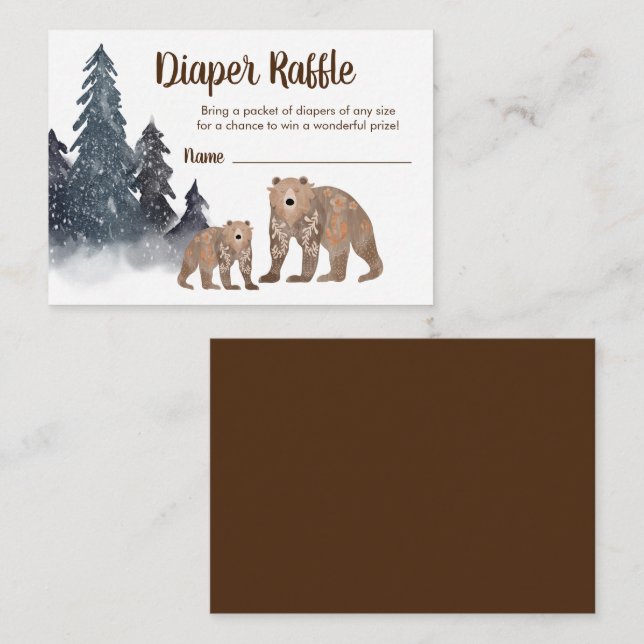Carte D'accompagnement Cute Scandi Ours Hiver Baby shower Déchets Raffin (Devant / Derrière)