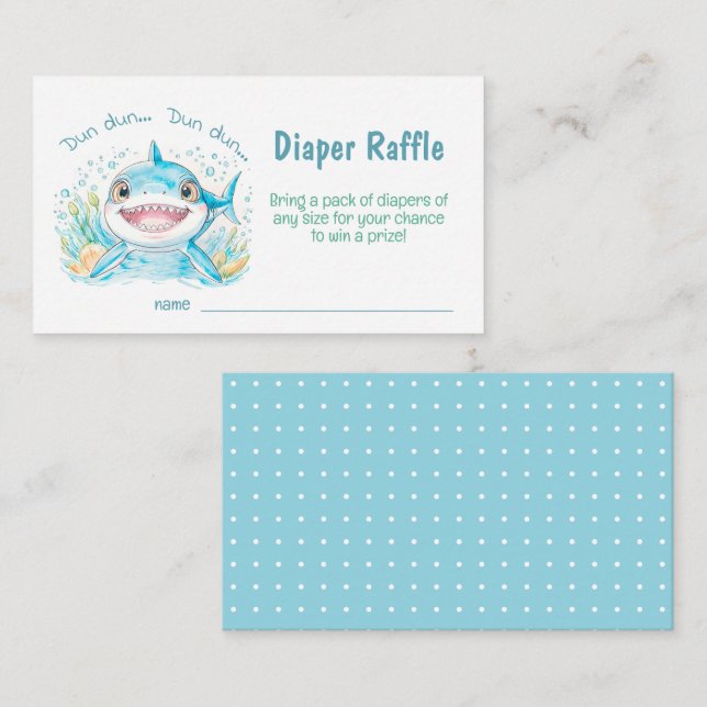 Carte D'accompagnement Cute Shark Ocean Boy Baby shower Déchets Raffle (Devant / Derrière)