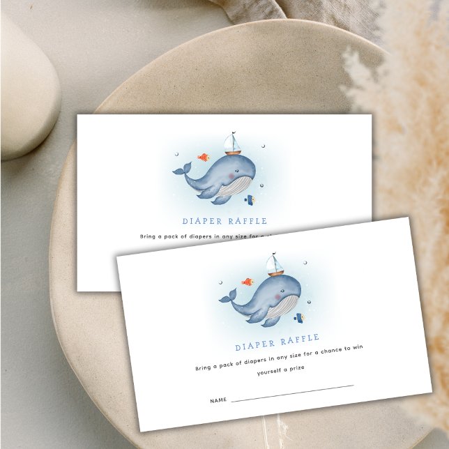 Carte D'accompagnement Cute Sous Le Baby shower De Raffle Voir Baleine Dé (Cute Under The See Whale Diaper Raffle Baby Shower Enclosure Card)