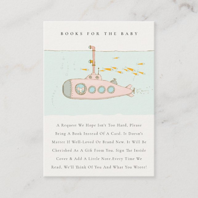 Carte D'accompagnement Cute Sous-Marine Books Pour Baby shower (Devant)