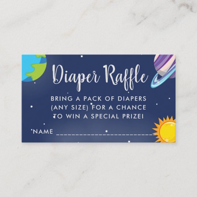 Carte D'accompagnement Cute Space Planet Galaxy Baby shower Déchets Raffl (Devant)