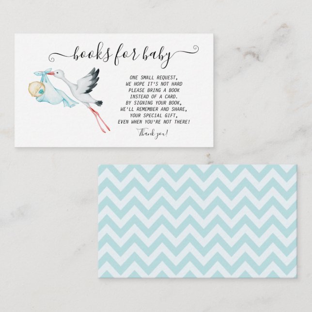 Carte D'accompagnement Cute Stork Baby Zigzag (Devant / Derrière)