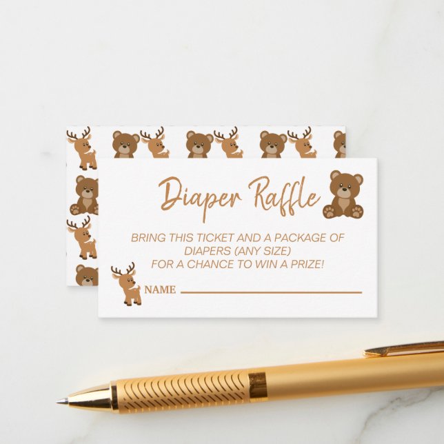 Carte D'accompagnement Cute Teddy Bear Deer Déchets Baby shower Raffin Ga (Devant/Arrière en situation)