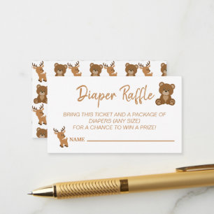 Carte D'accompagnement Cute Teddy Bear Deer Déchets Baby shower Raffin Ga