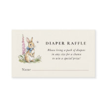 Cute Vintage Bunny Baby shower diaper raffle 
