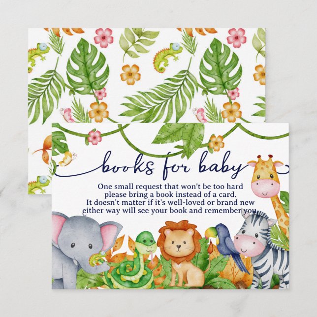 Carte D'accompagnement Cute Wild One Jungle Baby shower Demande de réserv (Devant / Derrière)