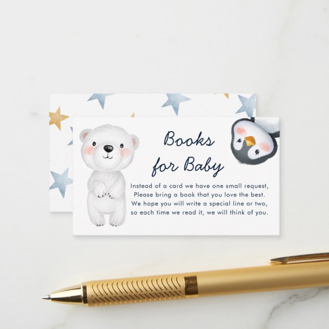 Carte D'accompagnement Cute Winter Little Arctic Animals Livres pour bébé (Devant/Arrière en situation)