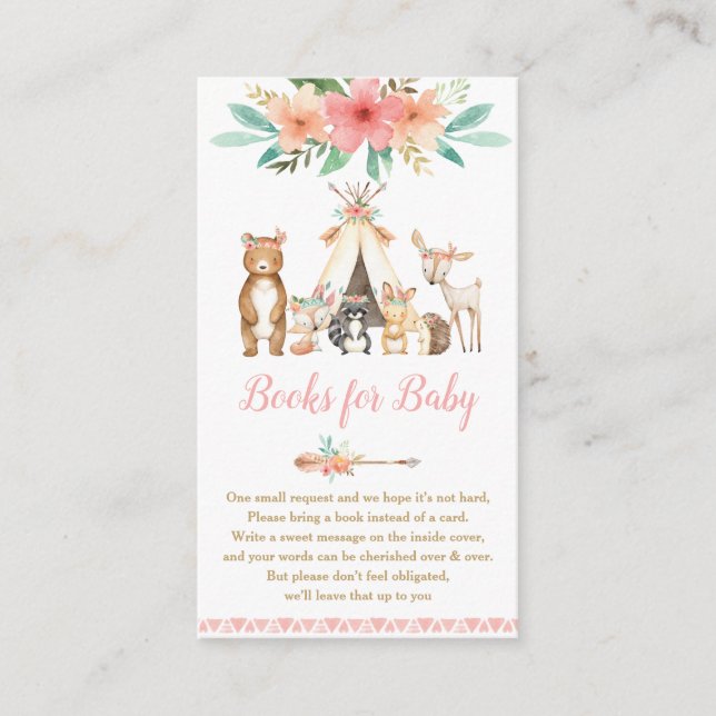 Carte D'accompagnement Cute Woodland Animals Floral Apporter des livres p (Devant)