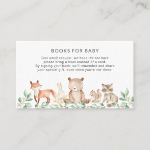 Carte D'accompagnement Cute Woodland Animaux Livres pour Baby shower