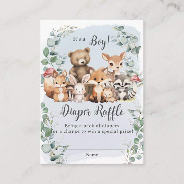Carte D'accompagnement Cute Woodland Animaux Végétation Boy Baby shower (Devant)