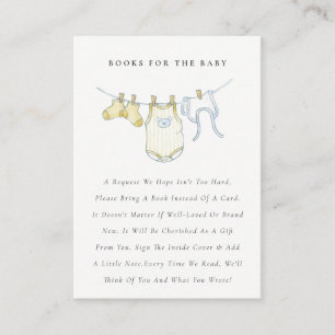 Carte D'accompagnement Cute Yellow Clothesline Livres pour Baby shower