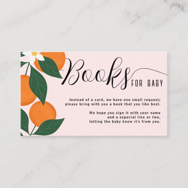 Carte D'accompagnement Cutie Baby shower Citrus Orange Livres Pour Bébé (Devant)