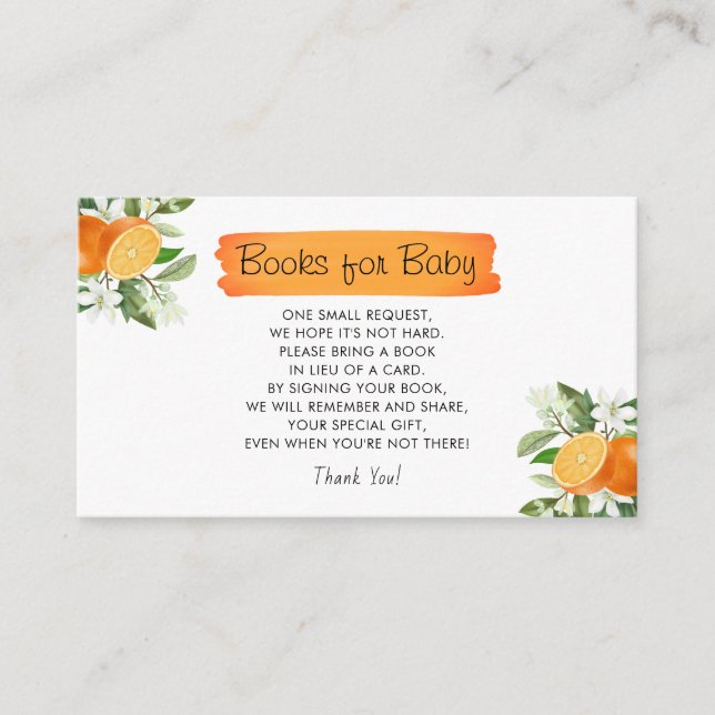 Carte D'accompagnement Cutie Orange Baby shower Livres pour bébé (Devant)