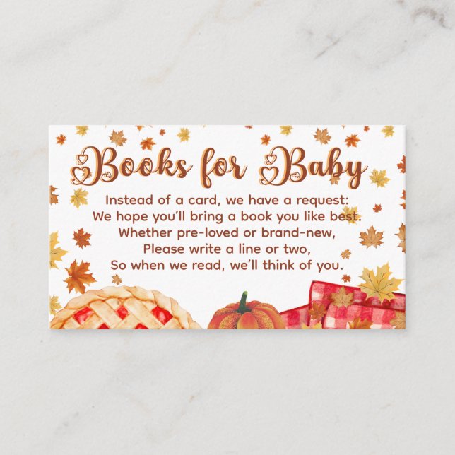 Carte D'accompagnement Cutie Pie Citrouille Automne Baby showers Livres p (Devant)