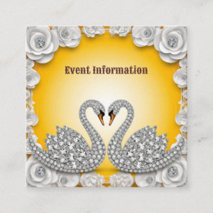 Carte D'accompagnement Cygnes Romantiques en Cristal de Diamant Scène Cha