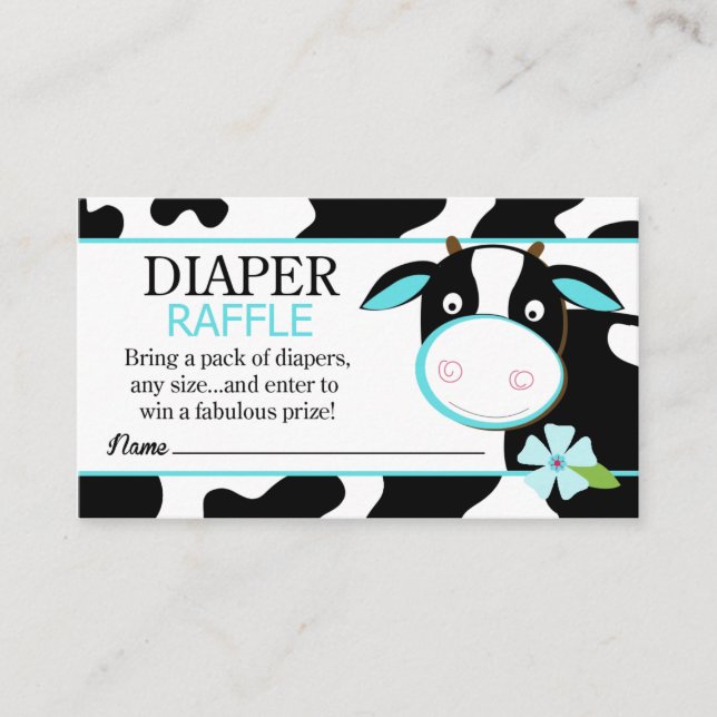 Carte D'accompagnement Dairy Cow Farm Baby shower Déchets Raffle - Blue (Devant)