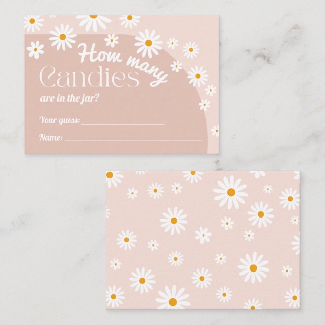 Carte D'accompagnement Daisy Baby in florom Boho Girl Baby shower jeu (Devant / Derrière)
