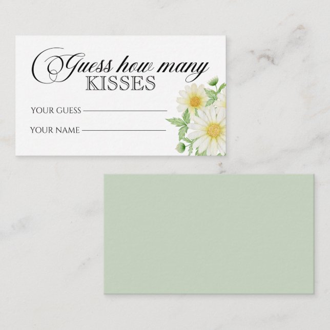 Carte D'accompagnement Daisy devinez combien de baisers jeu de nuptiale (Devant / Derrière)