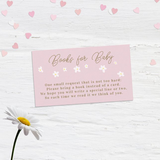 Carte D'accompagnement Daisy Spring Pink Boho Girl Shower Books for Baby (Créateur téléchargé)