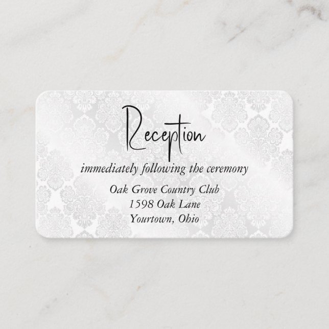 Carte D'accompagnement Damas satin blanc pour Mariage (Devant)