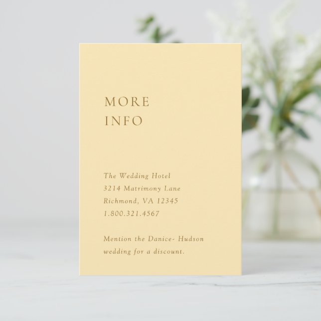 Carte D'accompagnement Danice Beurre Jaune Mariage moderne (Debout devant)