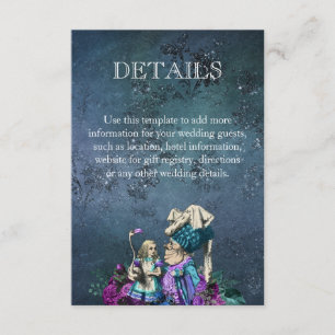 Carte D'accompagnement Dark Blue Alice in Wonderland Détails du Mariage