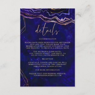 Carte D'accompagnement Dark Geode Deep Blue Agate Détails du Mariage