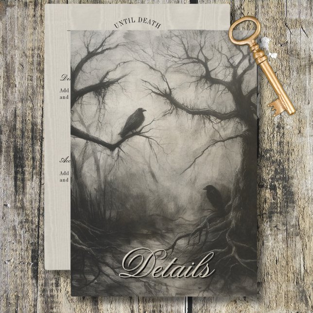 Carte D'accompagnement Dark Gothic Black & Tan Raven Détails du script (Dark Gothic Black & Tan Raven Script Details Enclosure Card)
