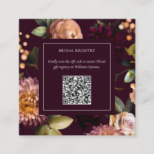Carte D'accompagnement Dark Moody Gothic Floral Fête des mariées QR Code