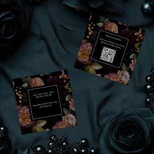 Carte D'accompagnement Dark Moody Gothic Floral Fête des mariées QR Code