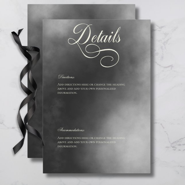 Carte D'accompagnement Dark Moody Midnight Black Fog Détails du Mariage (Dark Moody Midnight Black Fog Wedding Details Enclosure Card)