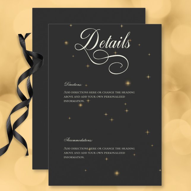 Carte D'accompagnement Dark Moody Victorian Stars Détails du Mariage (Dark Moody Victorian Stars Wedding Details Enclosure Card)