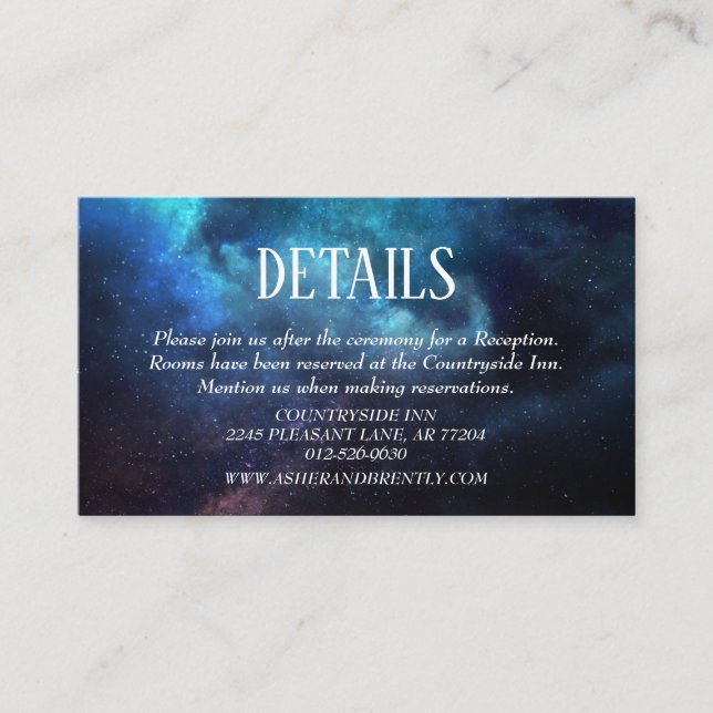 Carte D'accompagnement Dark Night Sky Starry Blue Nebula Détails (Devant)