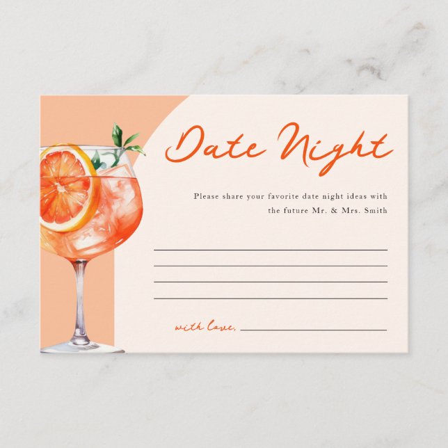 Carte D'accompagnement Date Nuit Aperol Spritz Fête des mariées (Devant)