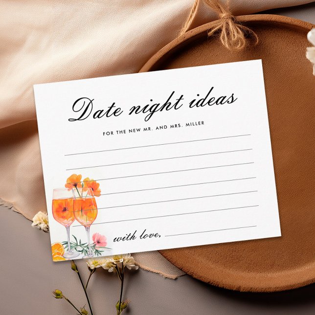 Carte D'accompagnement Date Nuit Idées Aperol Spritz Fête des mariées (Créateur téléchargé)