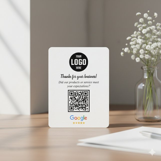 Carte d'accompagnement de code QR pour les avis Go (Google Reviews QR Code Business Enclosure Card)
