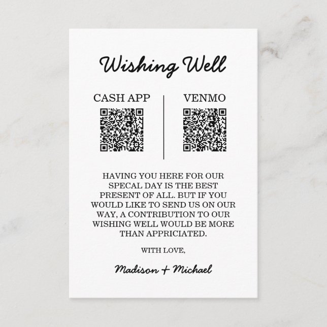 Carte d'accompagnement de code QR pour mariage Wis (Devant)