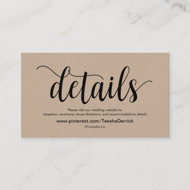 Carte d'accompagnement de détails de site web de m (Devant)