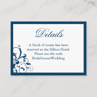 Carte d'accompagnement de la suite de mariage bleu