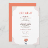 Carte d'accompagnement de mariage rétro à fleurs r