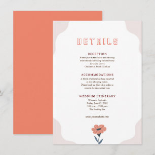 Carte d'accompagnement de mariage rétro à motif fl