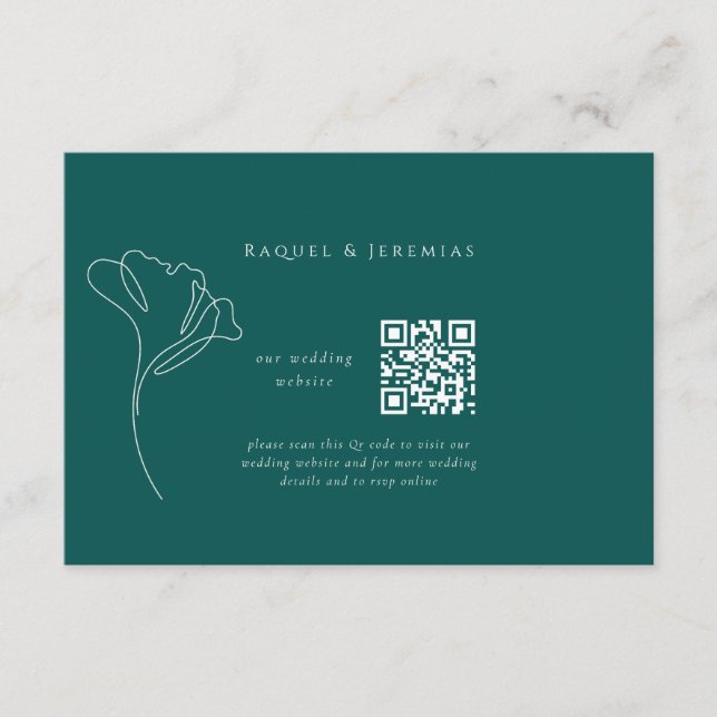 Carte d'accompagnement de site web de mariage vert (Devant)